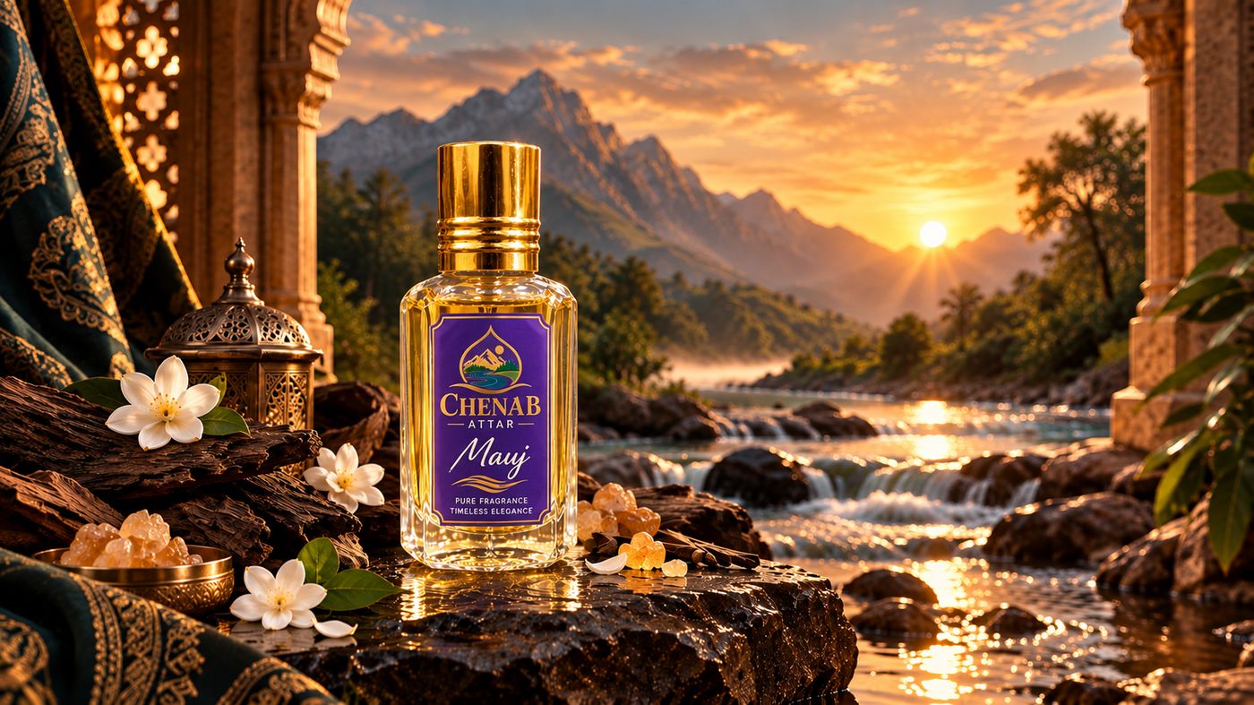 Chenab Attar Mauj, overlooking the river at sunset